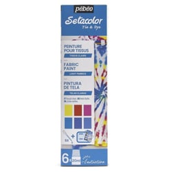 Coffret - Peinture pour tissus clairs - Tie & Dye - Pébéo - Setacolor - 6 pots