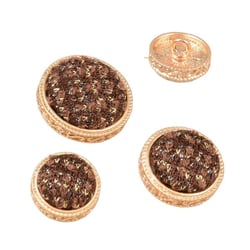 Lot de 3 boutons rond bijou couvert marron