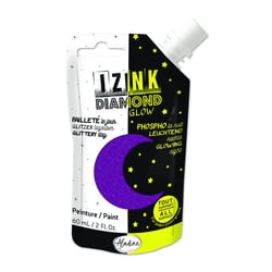 Peinture tous supports - Pailletée et phosphorescente - Violet - 60ml - IZINK - Diamond glow