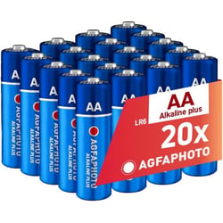 AGFAPHOTO Piles AA Alcalines PLUS LR6 (1,5V, Lot de 20) – Longue Durée de Vie – Idéales pour Télécommandes, Jouets, Appareils Photo et Plus – Performance Fiable et Constante