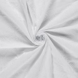 Tissu Coton brodé Adriana grandes fleurs sur fond Blanc