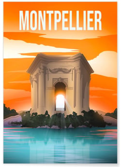 Affiche ville Montpellier | A3 : 29,7x42cm
