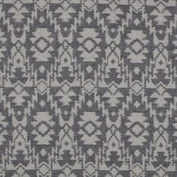 Tissu Jacquard Double gaze Ethnique marine sur fond Ecru