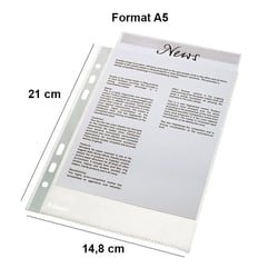 Lot de 100 pochettes plastiques perforées transparentes A5 Esselte