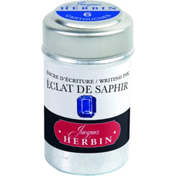 6 cartouches d'encre - Eclat de saphir - Pour stylos plume et roller - Herbin