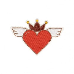 Ecusson thermocollant cœur avec ailes rouge 4x6cm