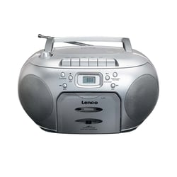 Lenco Radio-Cassette/FM avec Lecteur CD et Écran LCD Modèle SCD-420SI Portable Argent