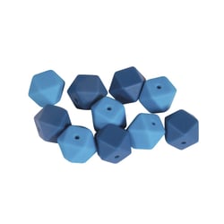 Perles en silicone Idéal attache tétine Hexagone 14mm 10 pièces - Bleu