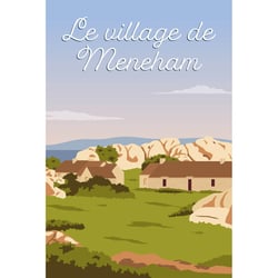 Tableau mural encadré illustration village de Meneham 65x97 cm