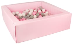 Piscine à balles carrée avec 300 balles – rose clair/blanc, transparent, rose clair, gris - Velinda