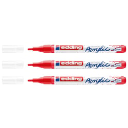 Lot de 3 marqueurs peinture acrylique pointe fine 1-2 mm - EDDING - Rouge trafic