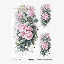 1 feuille de papier de riz 21 x 29,7 cm Itd Collection ROSE ROSIER 1209