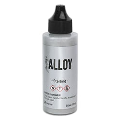 Encre à alcool métallique Tim Holtz Alloy - Sterling - 59 ml - Pour effets fragmentés