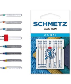 Assortiment de 9 aiguilles + 1 aiguille double pour machine - Schmetz taille n°Assorties 70 à 100