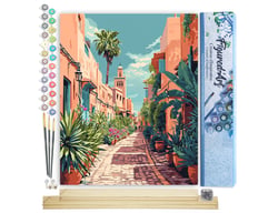Peinture par Numéro Figured'Art - Ruelle marocaine - Kit de Loisir Créatif DIY Numéro d'Art Complet - 40x50cm toile roulée + châssis en bois à monter