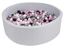 Piscine à balles pour enfant, diamètre env.125 cm, Aire de jeu + 600 balles noir,blanc,rose,gris - Velinda