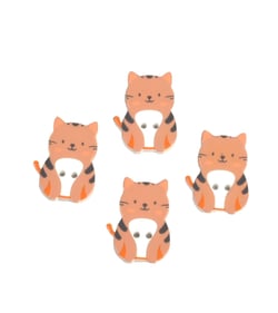 Lot de 3 boutons chat 2 trous chat marron tigré en bois 27mm