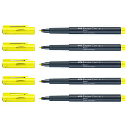 Lot de 5 marqueurs permanents pointe fibre 1,5 mm - FABER-CASTELL - Jaune néon
