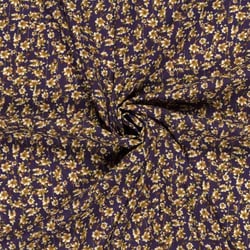 Tissu crêpe de viscose Lurex Sandi Fleuris sur fond Bleu marine