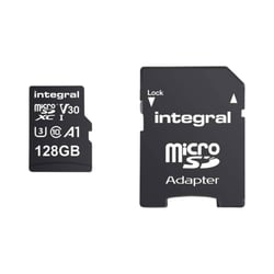 Integral Carte Mémoire MicroSDHC/XC V30 UHS-I U3 Haute Vitesse 128GB Noir