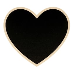Tableau noir coeur avec bordure bois 15 x 13,5 x 0,5 cm