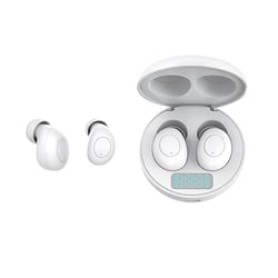 Ecouteurs Bluetooth Sans Fil Avec Affichage LED Et Boîtier De Charge Noir Blanc YONIS
