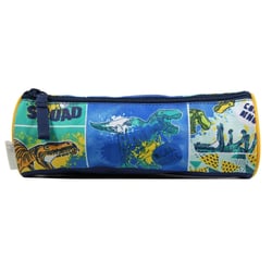 Trousse scolaire ronde Phileas Bleue Dinosaure - BAGTROTTER
