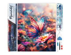 Diamond Painting Broderie Diamant Figured’Art 40x50cm toile entière roulée avec diamants carrés - Papillon butinant