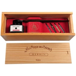 Coffret - Calligraphie - Plumier en bois - Encre de Chine - Herbin - La Perle des Encres