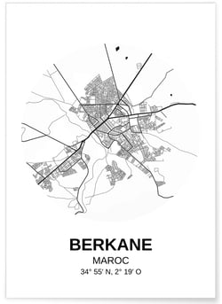 Affiche Carte Berkane | A3 : 29,7x42cm