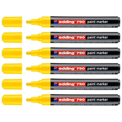 Lot de 6 marqueurs peinture permanents - EDDING - Jaune - Pointe ronde 2-3 mm