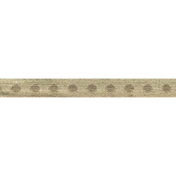 Bobine 25m galon marron Pois Beige en lin 11mm