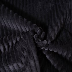 Tissu Doudou côtelé d'ameublement 15 mm uni Noir