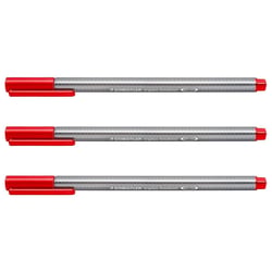 Lot de 3 feutres Fineliner STAEDTLER Triplus pointe fine 0,3 mm - Rouge