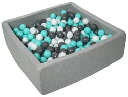 Piscine à balles pour enfant, 90x90 cm, Aire de jeu + 450 balles blanc, gris, turquoise - Velinda