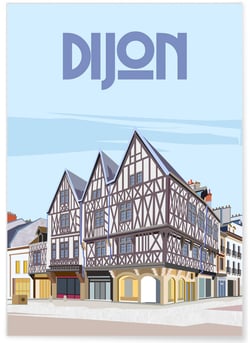 Affiche ville Dijon 2 | A3 : 29,7x42cm