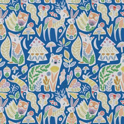 Tissu Coton imprimé Lorek sur fond Bleu roi - Au mètre