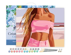 Peinture par Numéro Figured'Art avec Cadre - Mer, sable et élégance - Kit de Loisir Créatif DIY Numéro d'Art Complet - 40x50cm toile tendue sur châssis