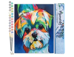 Peinture par Numéro Figured'Art - Chien en couleurs 2 - Kit de Loisir Créatif DIY Numéro d'Art Complet - 40x50cm sans châssis en bois