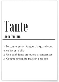 Affiche Définition Tante | A3 : 29,7x42cm