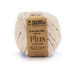 Graine Créative - Fil de Coton câblé Ecru Idéal pour Macramé, Frange et Knot