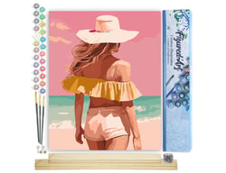 Peinture par Numéro Figured'Art - Beauté au bord de la mer - Kit de Loisir Créatif DIY Numéro d'Art Complet - 40x50cm toile roulée + châssis en bois à monter