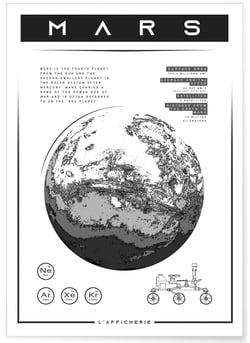 Affiche Planète Mars | A3 : 29,7x42cm