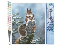 Peinture par Numéro Figured'Art - Ecureuil perché - Kit de Loisir Créatif DIY Numéro d'Art Complet - 40x50cm sans châssis en bois