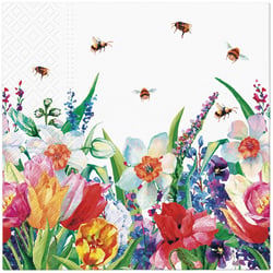 Lot de 4 serviettes en papier découpage collage 33 cm CHAMP DE FLEURS F 311