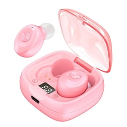 Ecouteurs Bluetooth Rose Avec Affichage Digital Et Boîtier De Charge Magnétique Rose YONIS