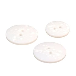 Lot de 3 boutons rond plastique recyclé 2 trous blanc