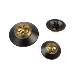 Bouton rond trèfle noir