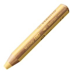 STABILO Crayon multi-talents woody 3en1, rond, jaune pastel