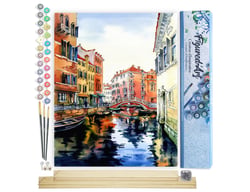 Peinture par Numéro Figured'Art - Aquarelle de Venise - Kit de Loisir Créatif DIY Numéro d'Art Complet - 40x50cm toile roulée + châssis en bois à monter